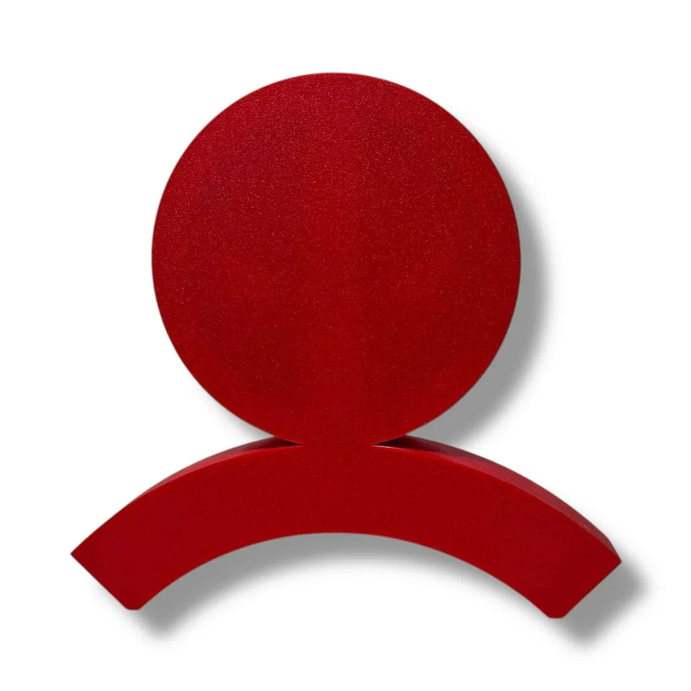 Comic-Inspired Red & Black Hero Symbol Stand – Unique Fan Art Display
